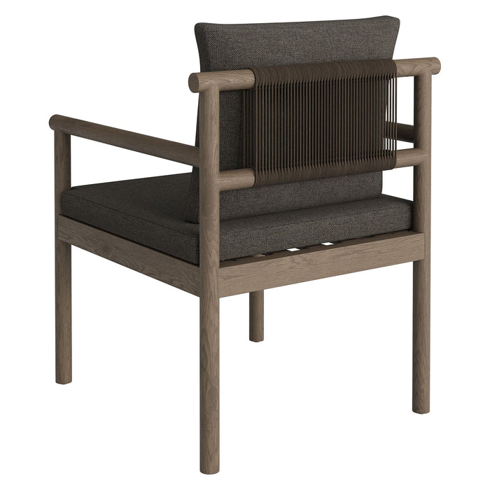 Eleni Outdoor Patio Teak Wood Rope Dining Chair Weathered Gray Flint