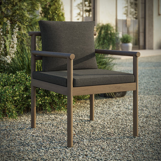 Eleni Outdoor Patio Teak Wood Rope Dining Chair Weathered Gray Flint