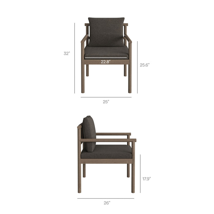 Eleni Outdoor Patio Teak Wood Rope Dining Chair Weathered Gray Flint