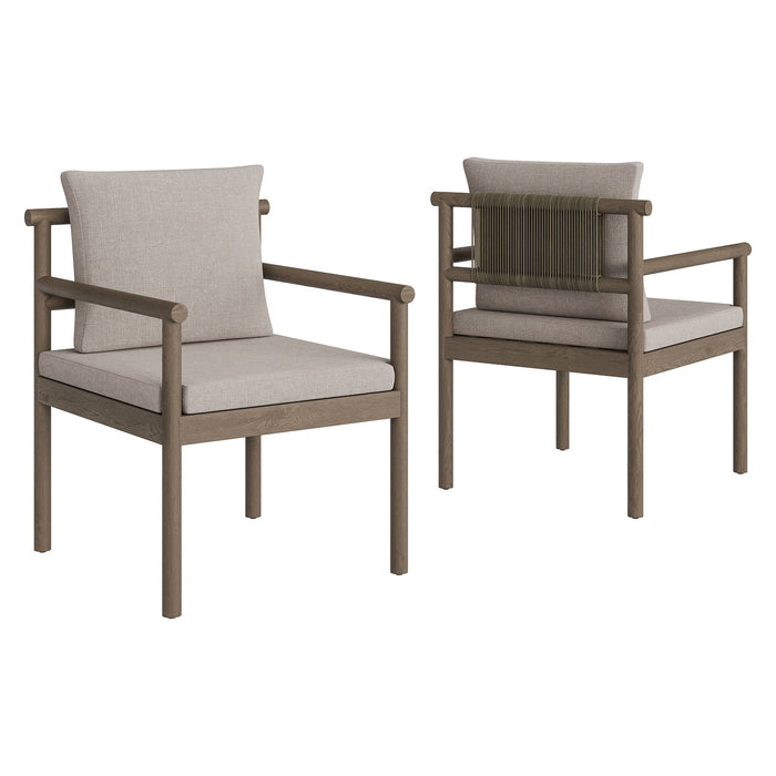 Eleni 7 Piece Outdoor Patio Teak Wood Dining Set outdoor patio dining set lifestyle shot