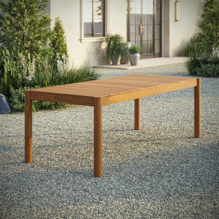 Eleni 89-Inch Outdoor Patio Teak Wood Dining Table Natural