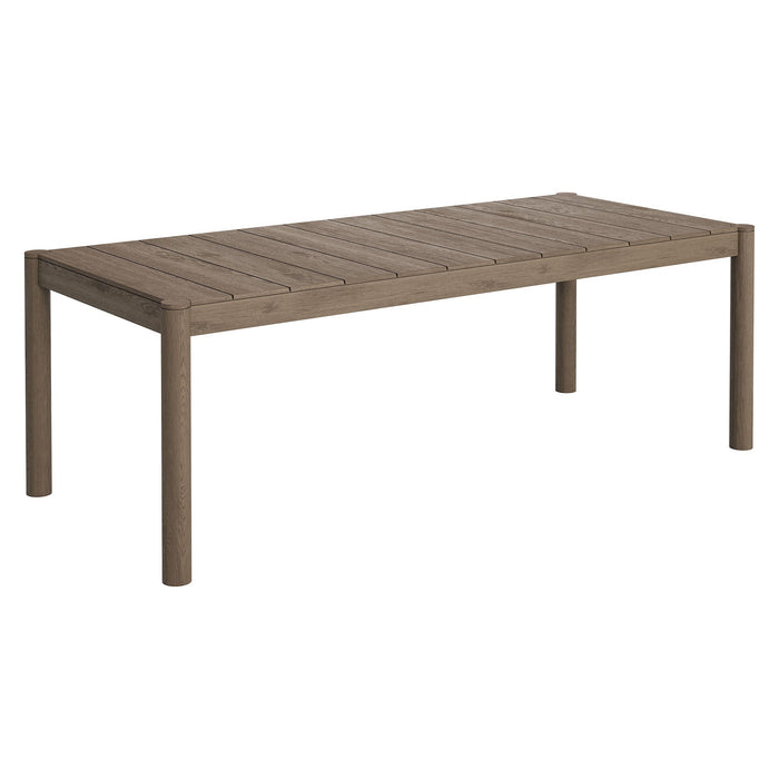 Eleni 89-Inch Outdoor Patio Teak Wood Dining Table Weathered Gray