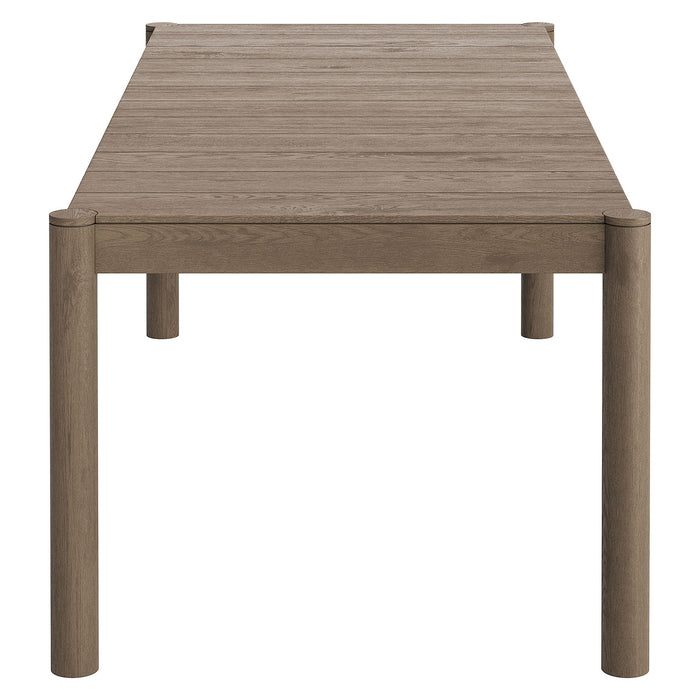 Eleni 89-Inch Outdoor Patio Teak Wood Dining Table Weathered Gray