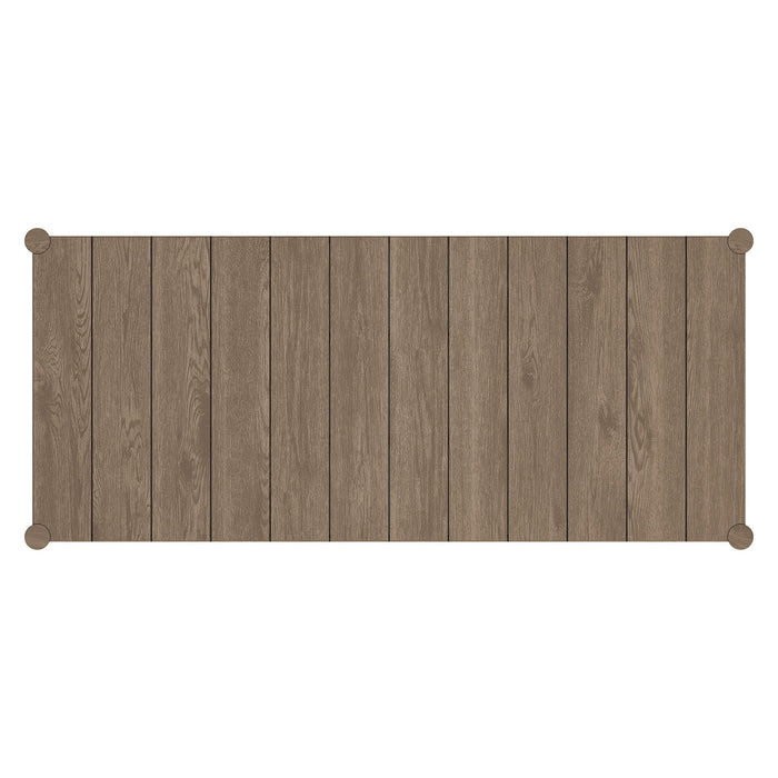 Eleni 89-Inch Outdoor Patio Teak Wood Dining Table Weathered Gray