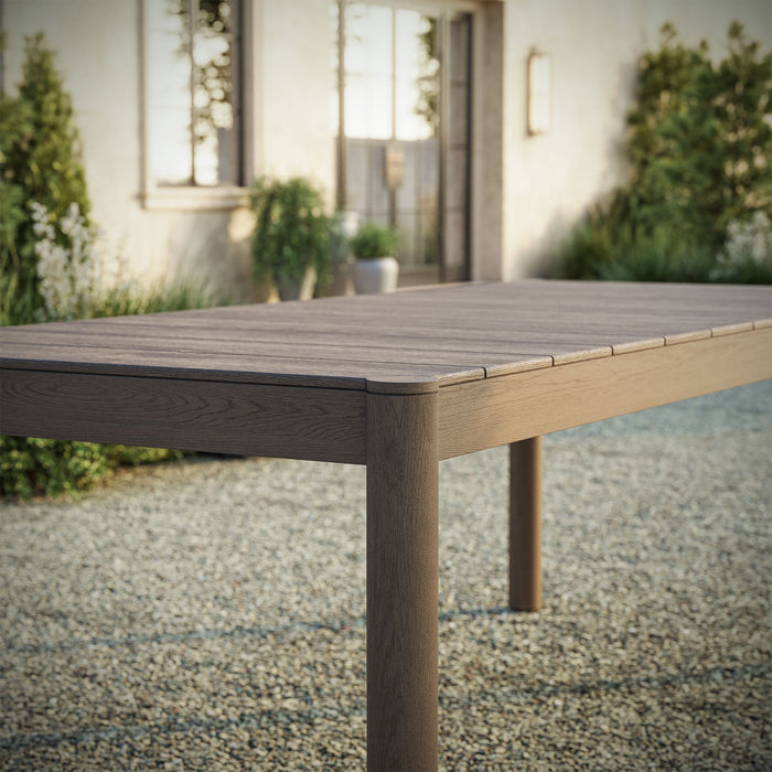 Eleni 89-Inch Outdoor Patio Teak Wood Dining Table Weathered Gray