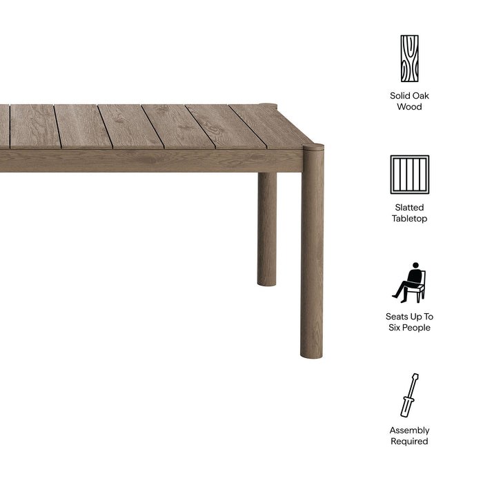 Eleni 89-Inch Outdoor Patio Teak Wood Dining Table Weathered Gray