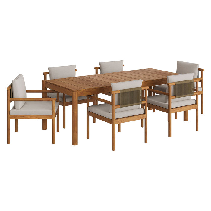 Eleni 7 Piece Outdoor Patio Teak Wood Dining Set by Modway - view 16