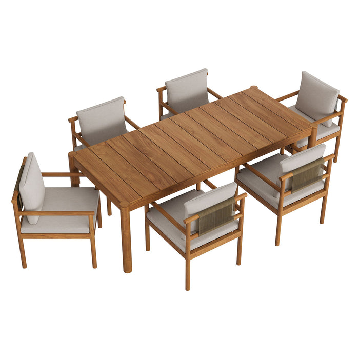 Eleni 7 Piece Outdoor Patio Teak Wood Dining Set by Modway - view 28