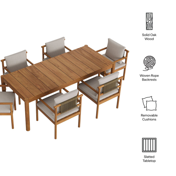 Eleni 7 Piece Outdoor Patio Teak Wood Dining Set by Modway - view 17