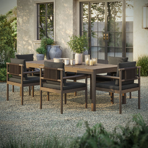 Eleni 7 Piece Outdoor Patio Teak Wood Dining Set by Modway - front view