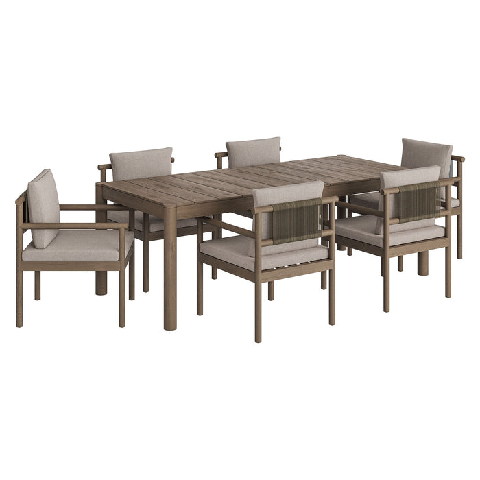 Eleni 7 Piece Outdoor Patio Teak Wood Dining Set by Modway - view 30