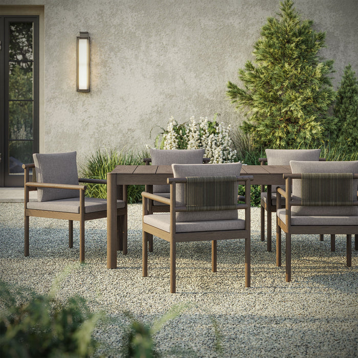 Eleni 7 Piece Outdoor Patio Teak Wood Dining Set outdoor patio dining set detail close-up