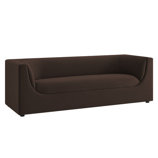 Hilda 86" Curved Back Performance Velvet Sofa Chocolate Brown