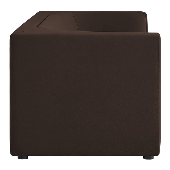 Hilda 86" Curved Back Performance Velvet Sofa Chocolate Brown