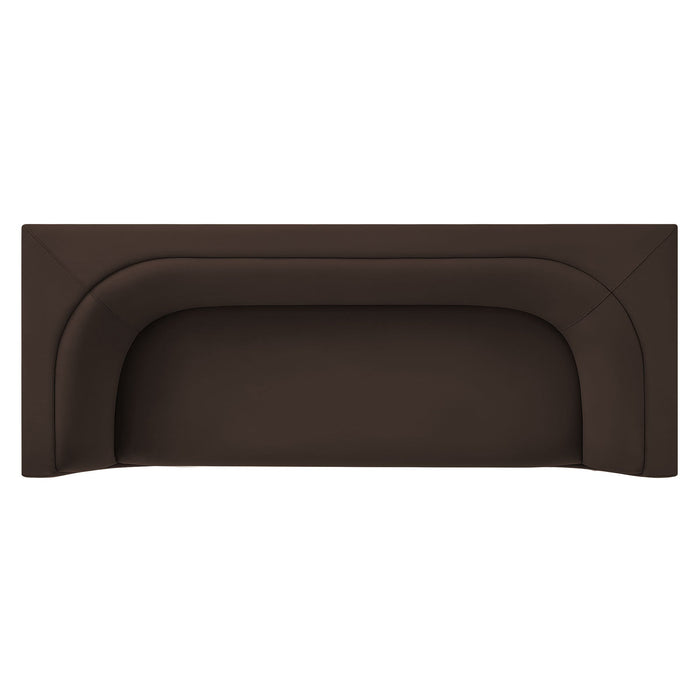 Hilda 86" Curved Back Performance Velvet Sofa Chocolate Brown