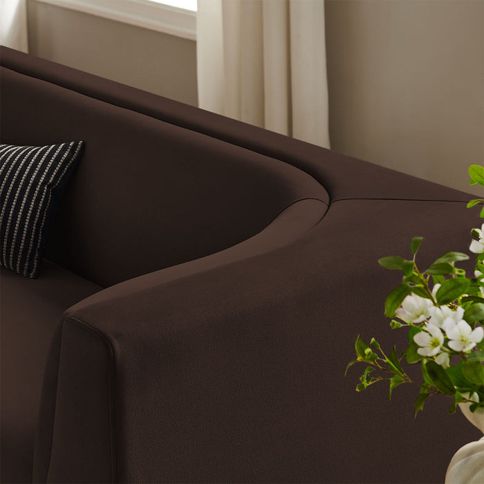 Hilda 86" Curved Back Performance Velvet Sofa Chocolate Brown