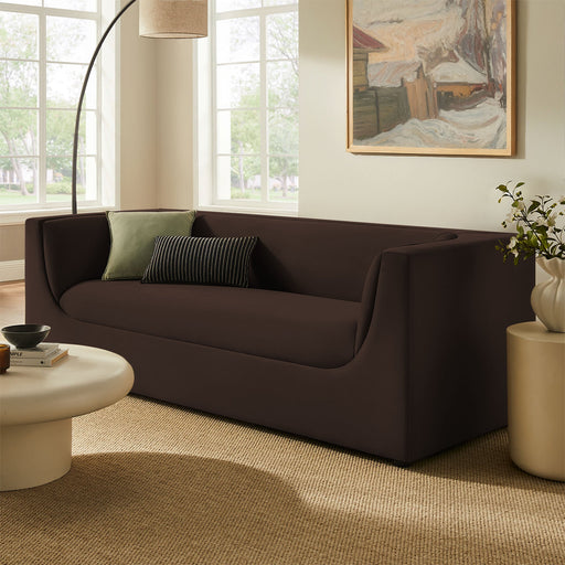 Hilda 86" Curved Back Performance Velvet Sofa Chocolate Brown