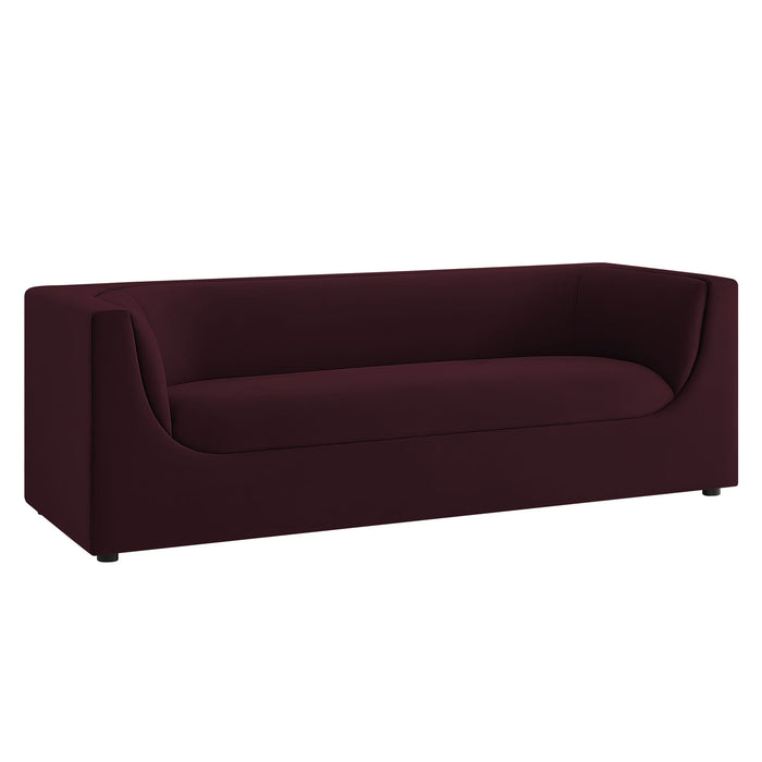 Hilda 86" Curved Back Performance Velvet Sofa Mulberry