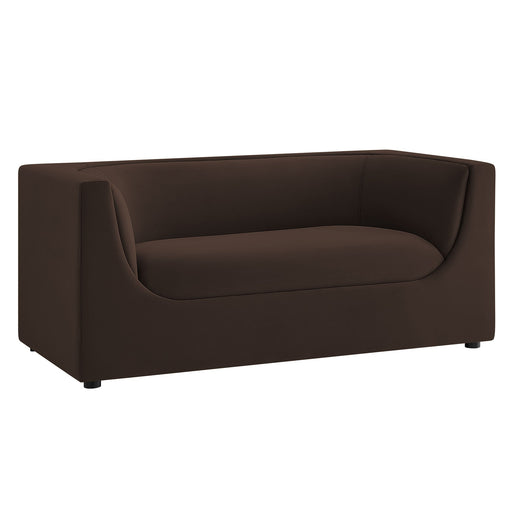 Hilda 67" Curved Back Performance Velvet Loveseat Chocolate Brown