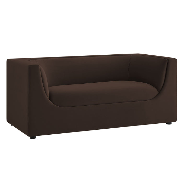 Hilda 67" Curved Back Performance Velvet Loveseat Chocolate Brown