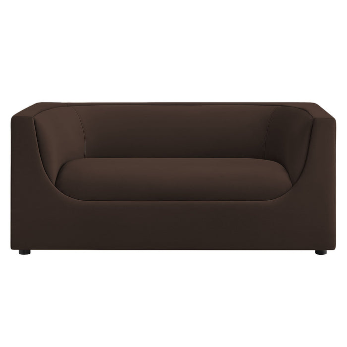 Hilda 67" Curved Back Performance Velvet Loveseat Chocolate Brown