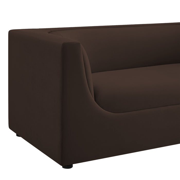 Hilda 67" Curved Back Performance Velvet Loveseat Chocolate Brown