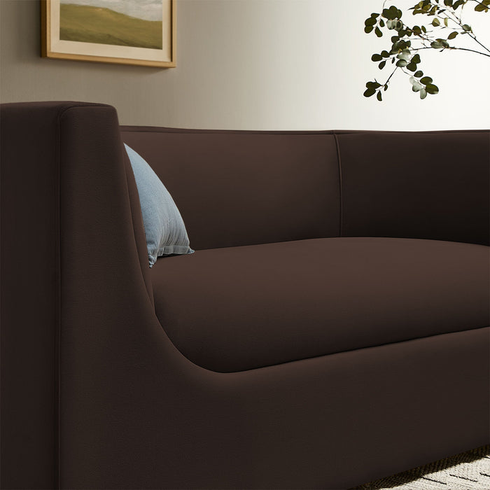 Hilda 67" Curved Back Performance Velvet Loveseat Chocolate Brown
