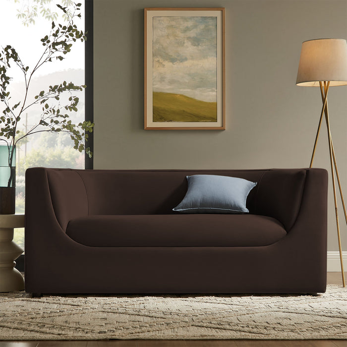 Hilda 67" Curved Back Performance Velvet Loveseat Chocolate Brown