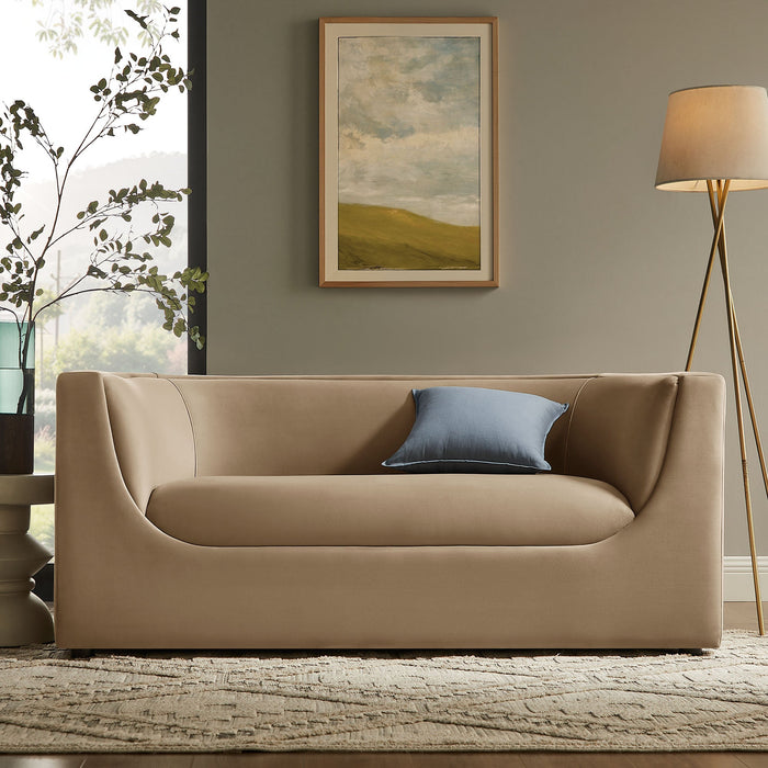 Hilda 67" Curved Back Performance Velvet Loveseat Taupe