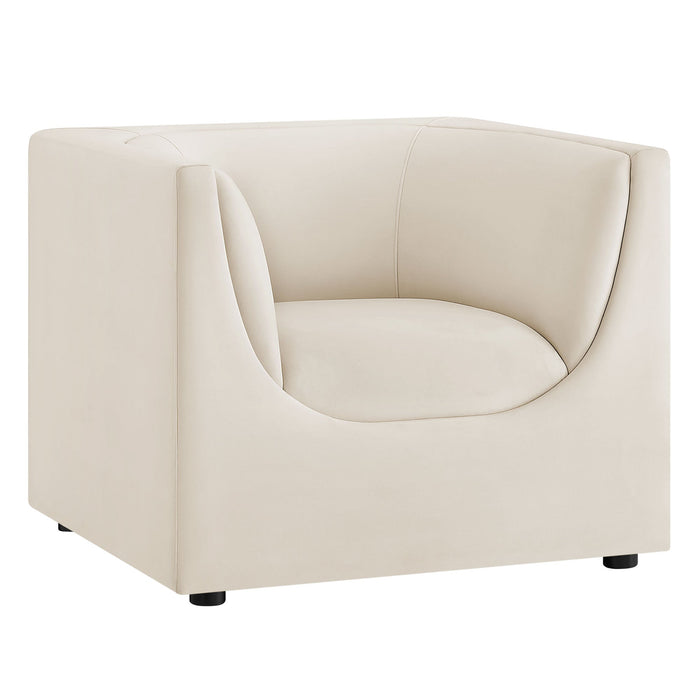Hilda Curved Back Performance Velvet Armchair Alabaster