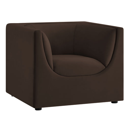 Hilda Curved Back Performance Velvet Armchair Chocolate Brown