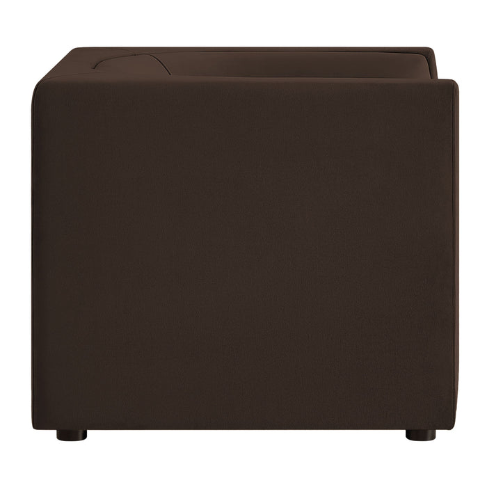 Hilda Curved Back Performance Velvet Armchair Chocolate Brown