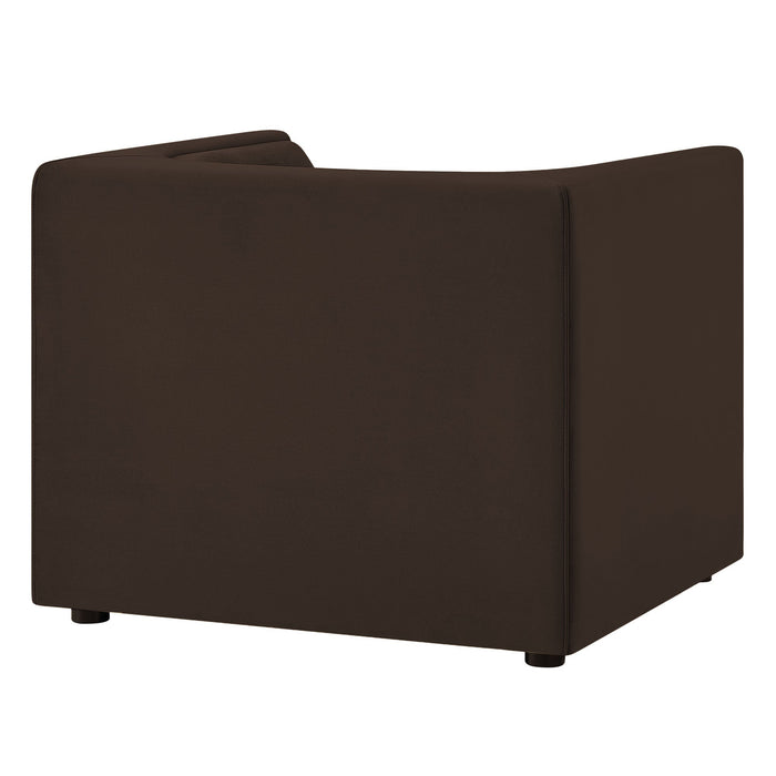 Hilda Curved Back Performance Velvet Armchair Chocolate Brown