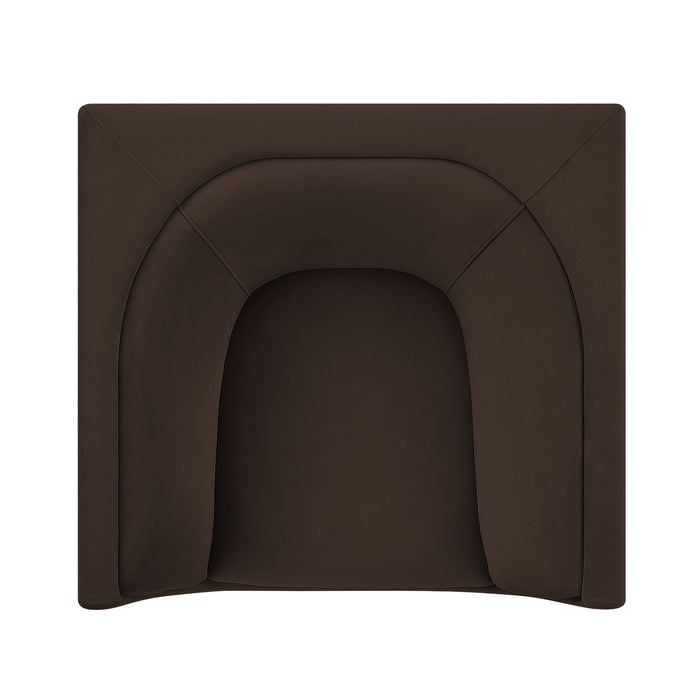 Hilda Curved Back Performance Velvet Armchair Chocolate Brown