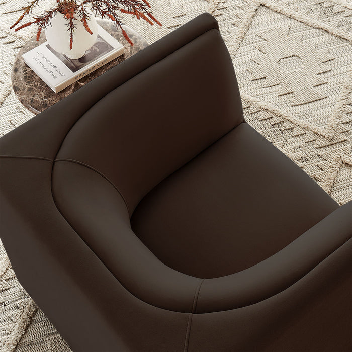 Hilda Curved Back Performance Velvet Armchair Chocolate Brown