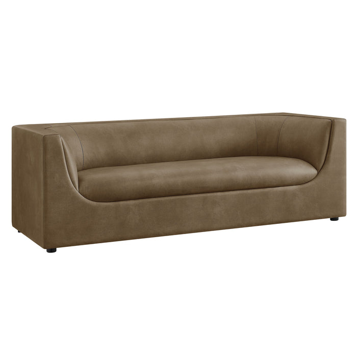 Hilda 86" Curved Back Vegan Leather Sofa Mushroom