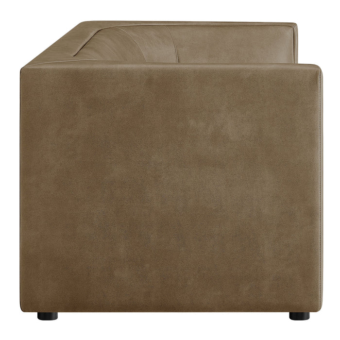 Hilda 86" Curved Back Vegan Leather Sofa Mushroom