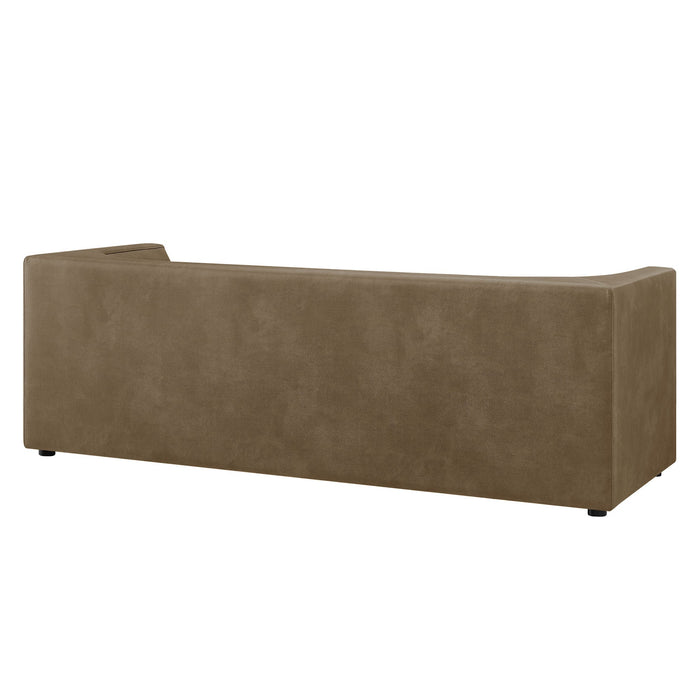 Hilda 86" Curved Back Vegan Leather Sofa Mushroom