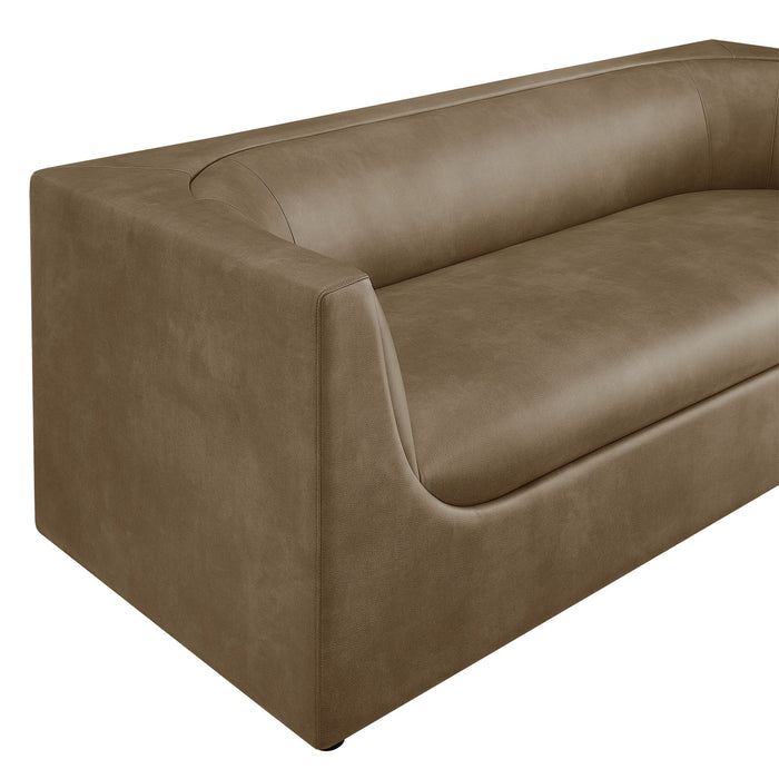 Hilda 86" Curved Back Vegan Leather Sofa Mushroom