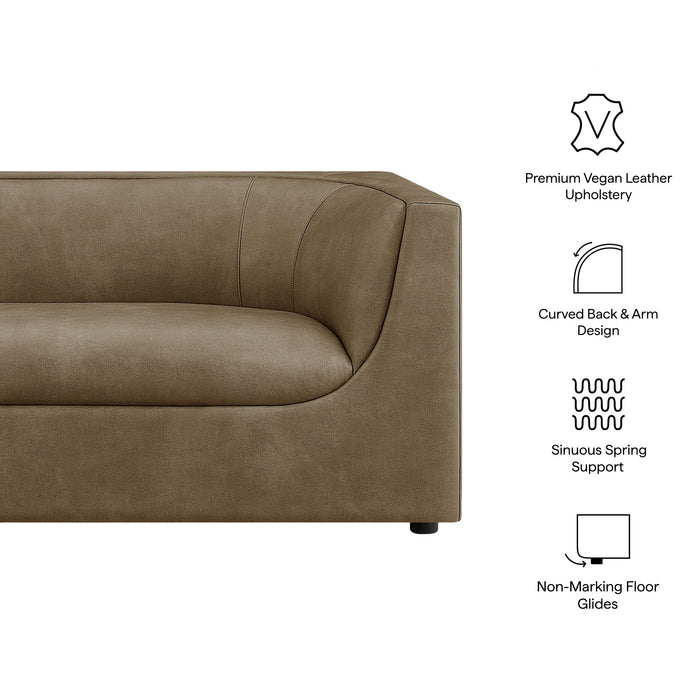 Hilda 86" Curved Back Vegan Leather Sofa Mushroom