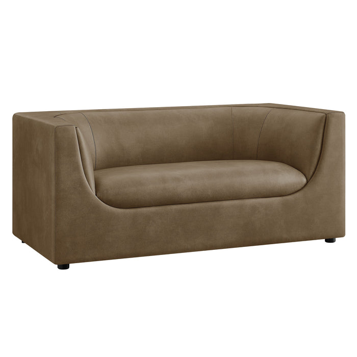 Hilda 67" Curved Back Vegan Leather Loveseat Mushroom