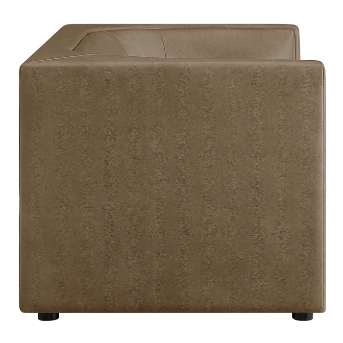 Hilda 67" Curved Back Vegan Leather Loveseat Mushroom