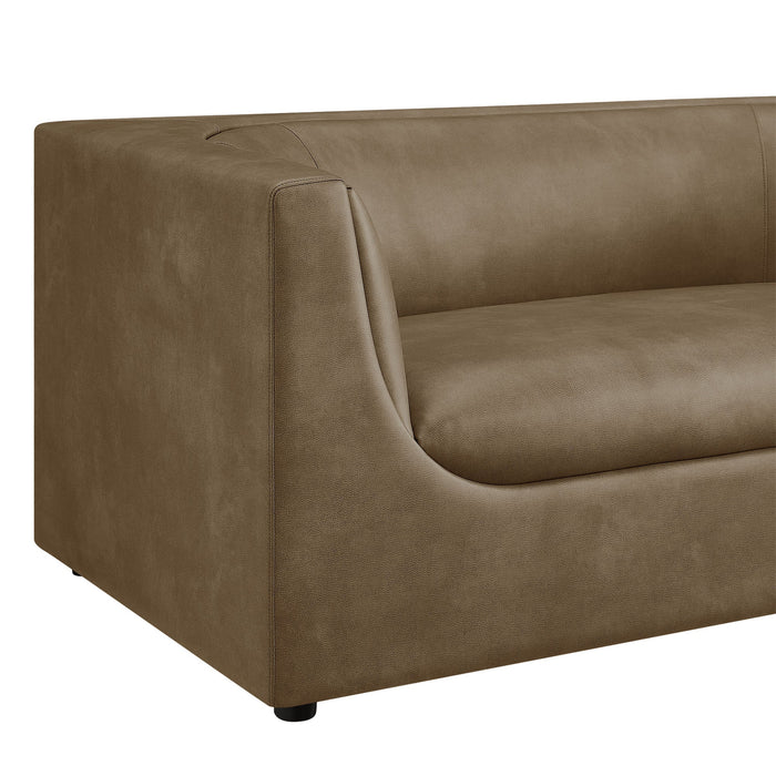 Hilda 67" Curved Back Vegan Leather Loveseat Mushroom
