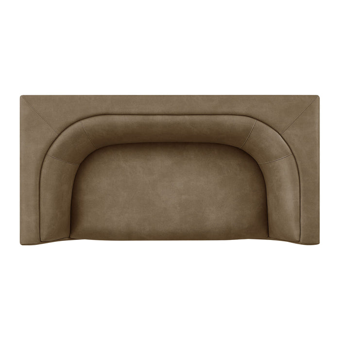 Hilda 67" Curved Back Vegan Leather Loveseat Mushroom