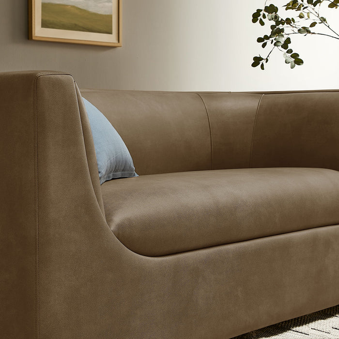 Hilda 67" Curved Back Vegan Leather Loveseat Mushroom