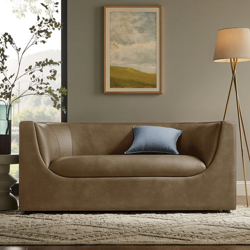 Hilda 67" Curved Back Vegan Leather Loveseat Mushroom