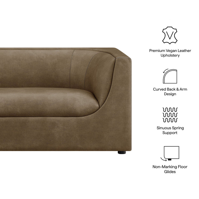 Hilda 67" Curved Back Vegan Leather Loveseat Mushroom