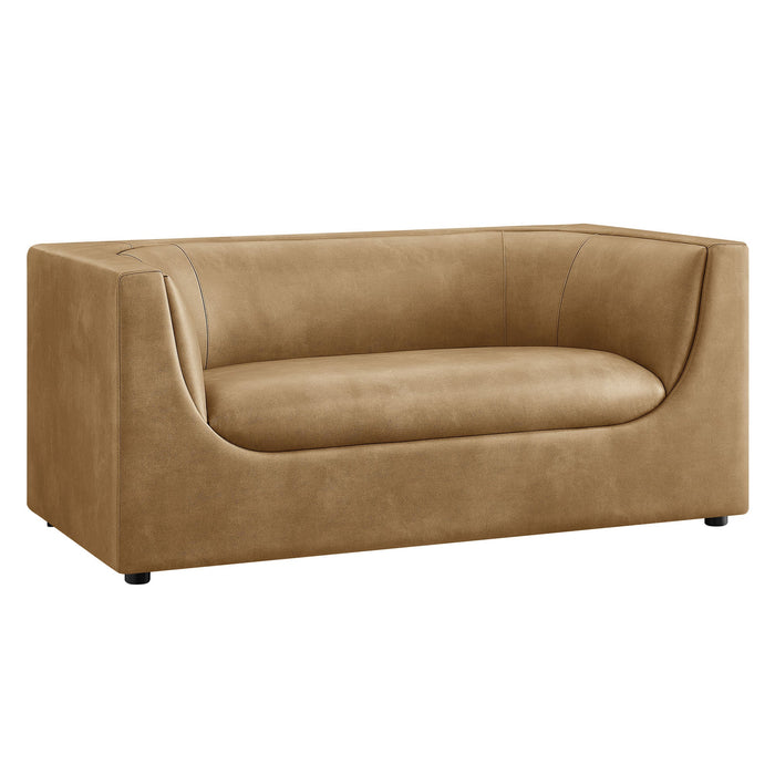 Hilda 67" Curved Back Vegan Leather Loveseat Toast
