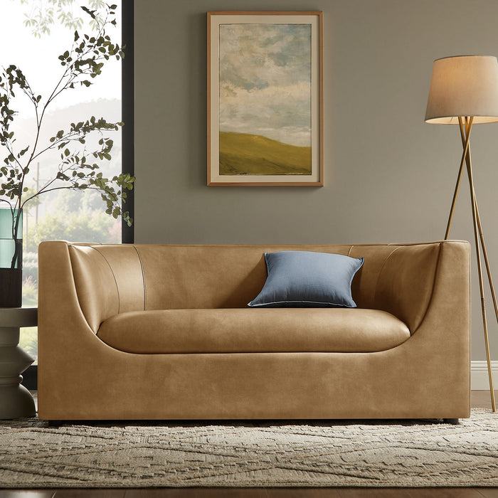 Hilda 67" Curved Back Vegan Leather Loveseat Toast