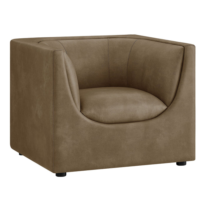 Hilda Curved Back Vegan Leather Armchair Mushroom